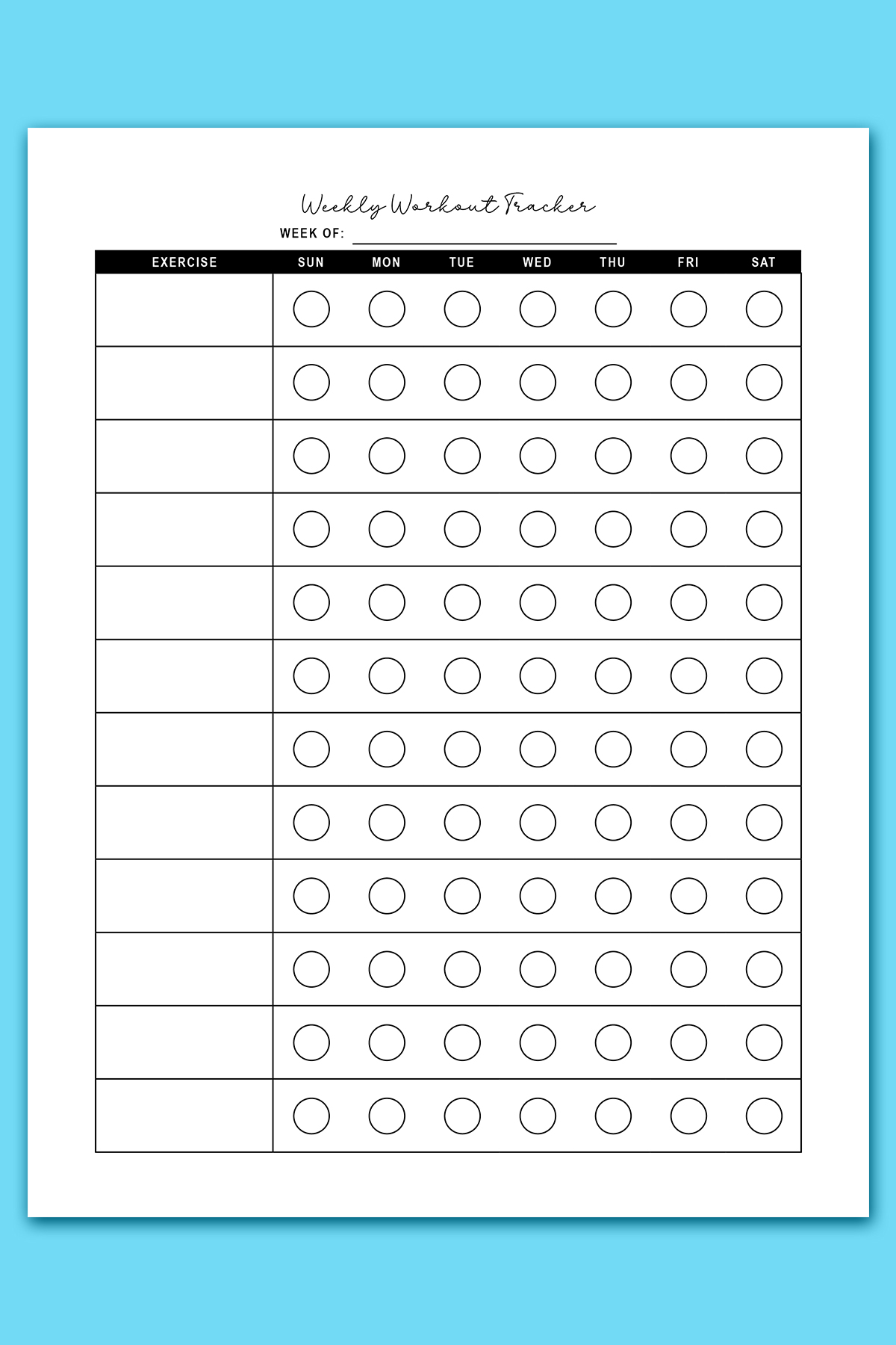 free workout log printable sheets: daily, weekly, & monthly